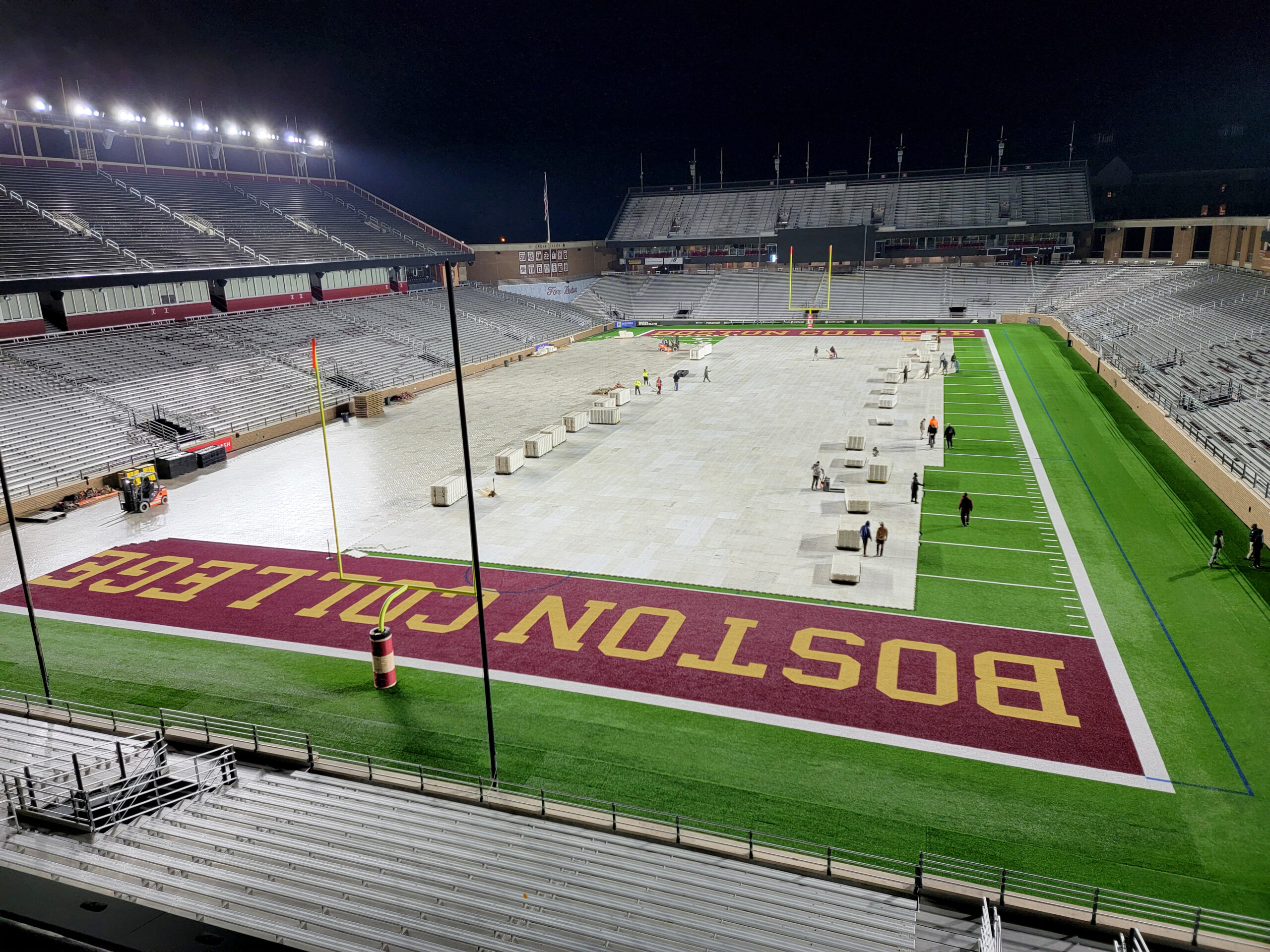 Boston College stadium with protective flooring by FPA